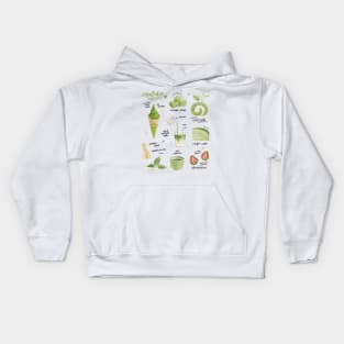 Matcha Sweets Watercolour Painting Kids Hoodie